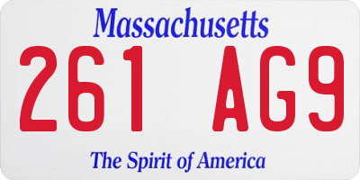 MA license plate 261AG9