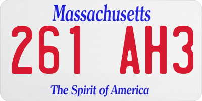 MA license plate 261AH3