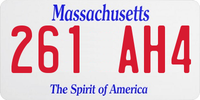 MA license plate 261AH4