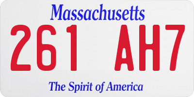 MA license plate 261AH7