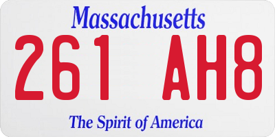 MA license plate 261AH8