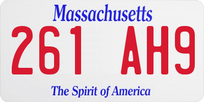 MA license plate 261AH9