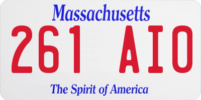 MA license plate 261AI0