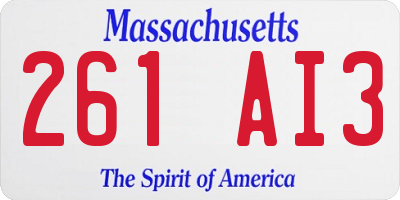 MA license plate 261AI3