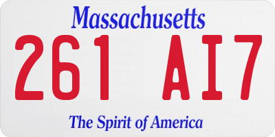 MA license plate 261AI7