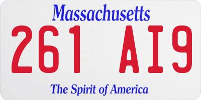 MA license plate 261AI9