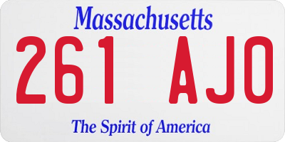 MA license plate 261AJ0