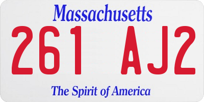 MA license plate 261AJ2