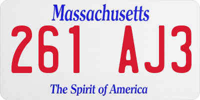 MA license plate 261AJ3