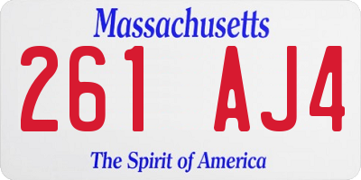 MA license plate 261AJ4
