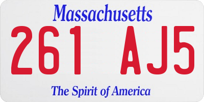 MA license plate 261AJ5