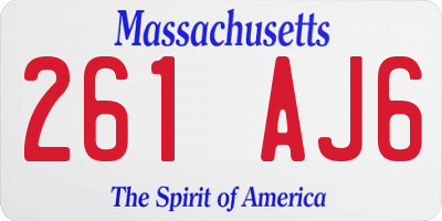 MA license plate 261AJ6