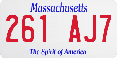 MA license plate 261AJ7