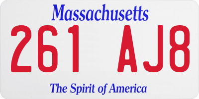 MA license plate 261AJ8