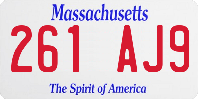 MA license plate 261AJ9