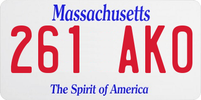 MA license plate 261AK0