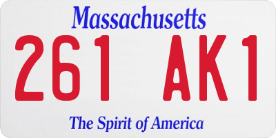 MA license plate 261AK1