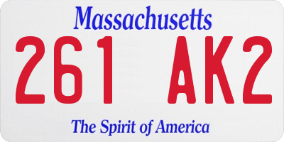 MA license plate 261AK2