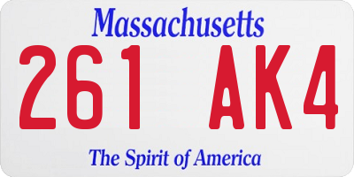 MA license plate 261AK4
