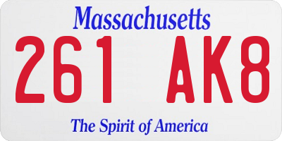 MA license plate 261AK8