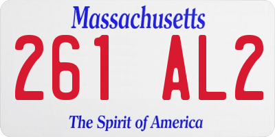 MA license plate 261AL2