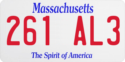 MA license plate 261AL3