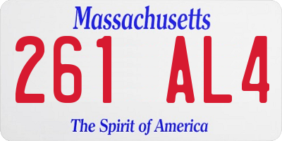 MA license plate 261AL4