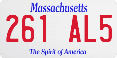 MA license plate 261AL5