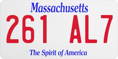 MA license plate 261AL7