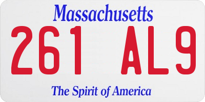 MA license plate 261AL9