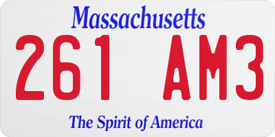 MA license plate 261AM3