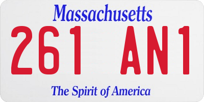 MA license plate 261AN1
