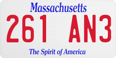 MA license plate 261AN3