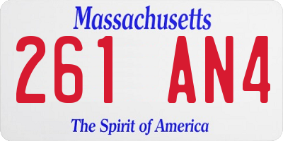 MA license plate 261AN4