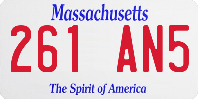 MA license plate 261AN5