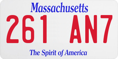 MA license plate 261AN7