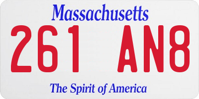 MA license plate 261AN8