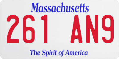 MA license plate 261AN9