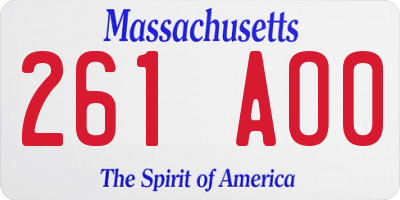 MA license plate 261AO0