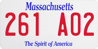 MA license plate 261AO2