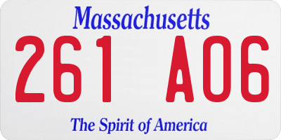 MA license plate 261AO6