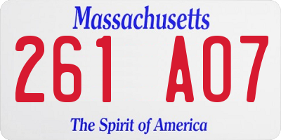 MA license plate 261AO7