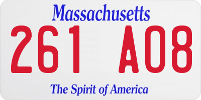MA license plate 261AO8