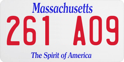 MA license plate 261AO9