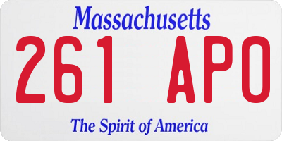 MA license plate 261AP0