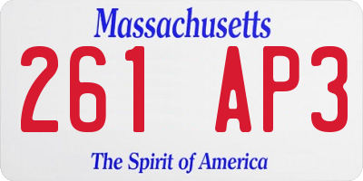 MA license plate 261AP3