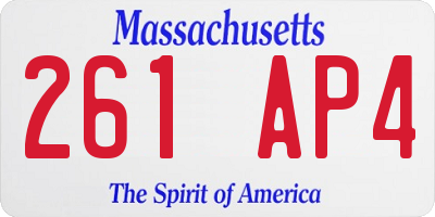 MA license plate 261AP4