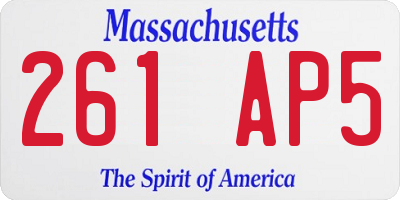 MA license plate 261AP5