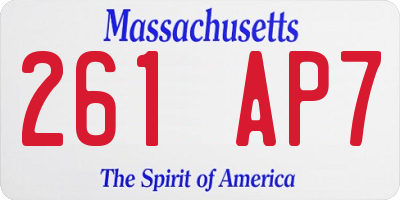 MA license plate 261AP7