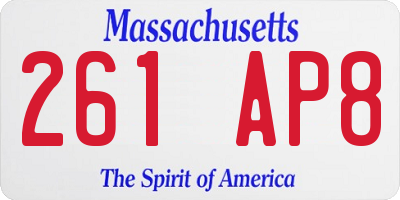 MA license plate 261AP8
